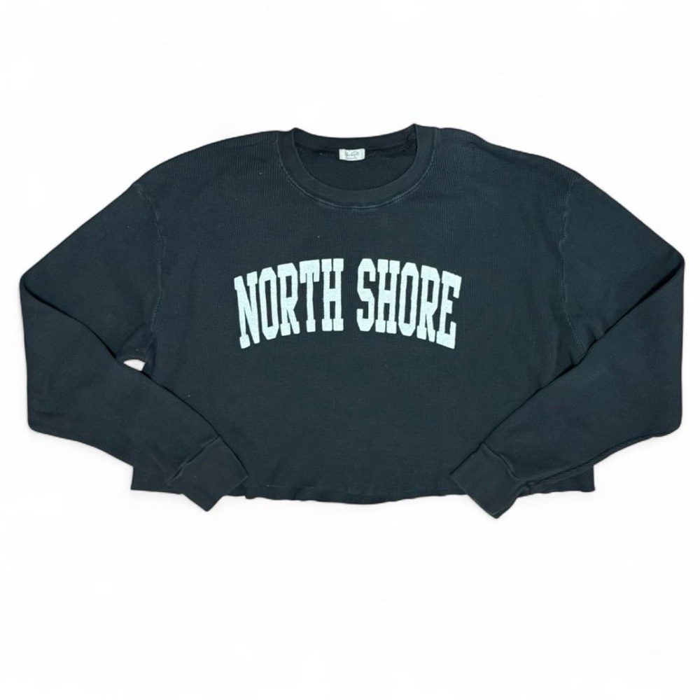 Brandy Melville Navy 'North Shore' Cropped Sweatshirt